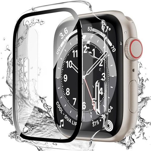 3D Curved  Waterproof Case for Apple Watch Integrated Case Tempered Glass Screen Protector