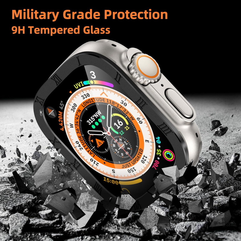 Titanium Alloy Frame Build in Tempered Glass for Apple Watch Ultra