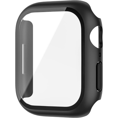 Waterproof PC Case with Tempered Glass Screen Protector For Apple Watch Series 9/8/7/6/SE