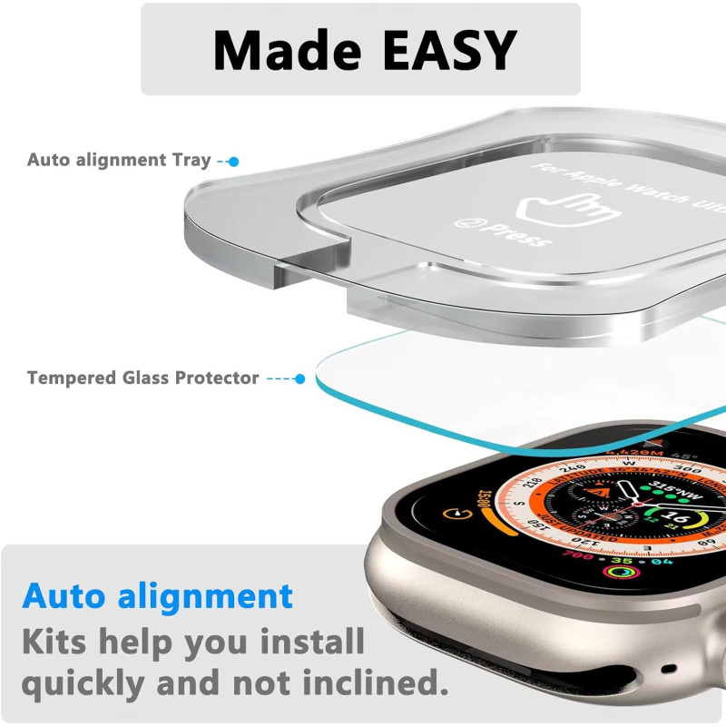 Tempered Glass Screen Protector with Auto-alignment Installation Frame For Apple Watch Ultra
