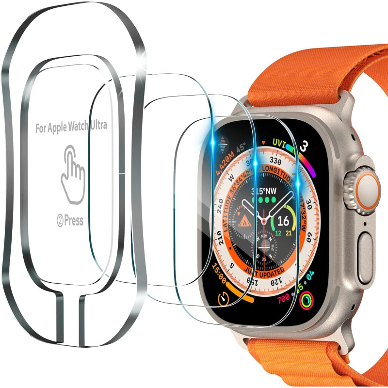 Tempered Glass Screen Protector with Auto-alignment Installation Frame For Apple Watch Ultra