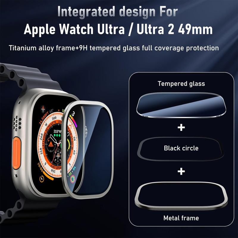Waterproof Titanium Alloy Bumper with Build in Tempered Glass For  Apple Watch Ultra 2 / Ultra 49mm
