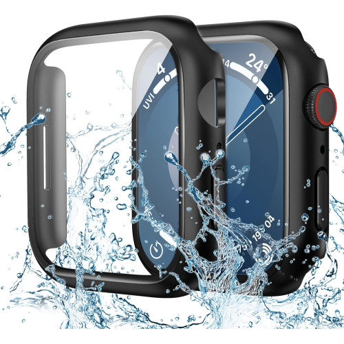 3D Curved  Waterproof Case for Apple Watch Integrated Case Tempered Glass Screen Protector