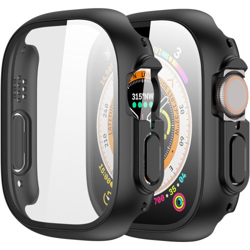 Waterproof PC Case with Tempered Glass Screen Protector For Apple Watch Ultra