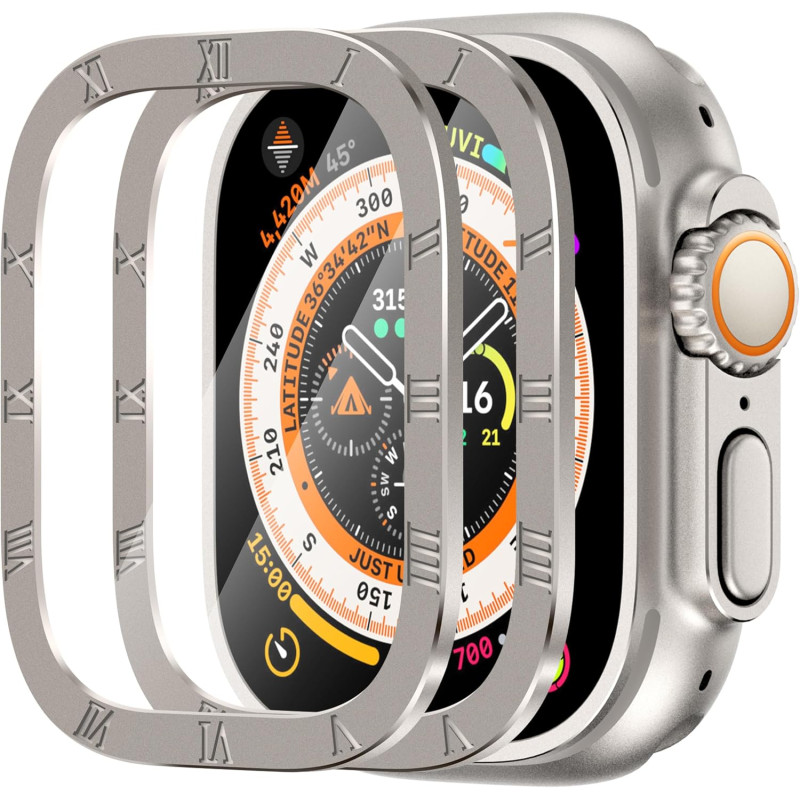 Titanium Alloy Frame Build in Tempered Glass for Apple Watch Ultra