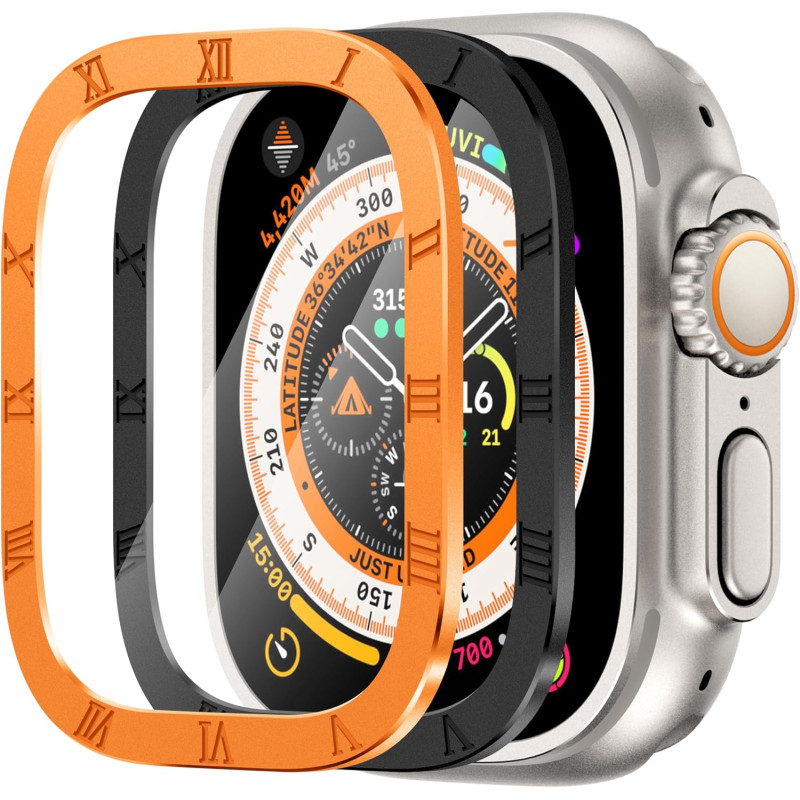 Titanium Alloy Frame Build in Tempered Glass for Apple Watch Ultra