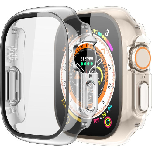 Waterproof PC Case with Tempered Glass Screen Protector For Apple Watch Ultra