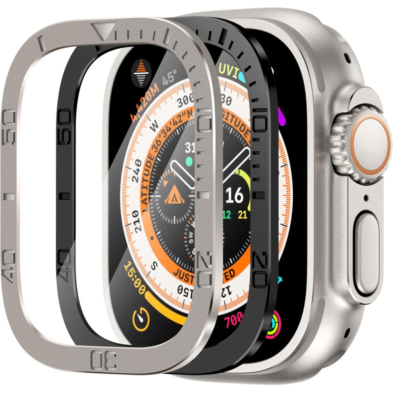 Titanium Alloy Frame tempered glass for apple watch ultra