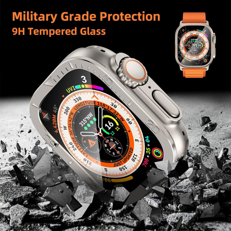 Titanium Alloy Frame tempered glass for apple watch ultra