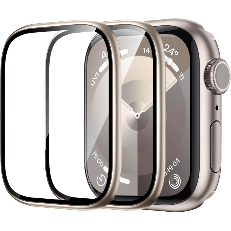 3D CurvedTitanium Alloy Bumper + Tempered Glass For Apple Watch Series 9/8/7/6 With Installation Tool