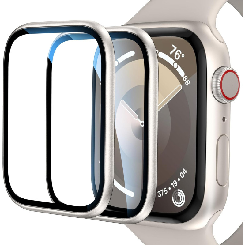 3D CurvedTitanium Alloy Bumper + Tempered Glass For Apple Watch Series 9/8/7/6 With Installation Tool