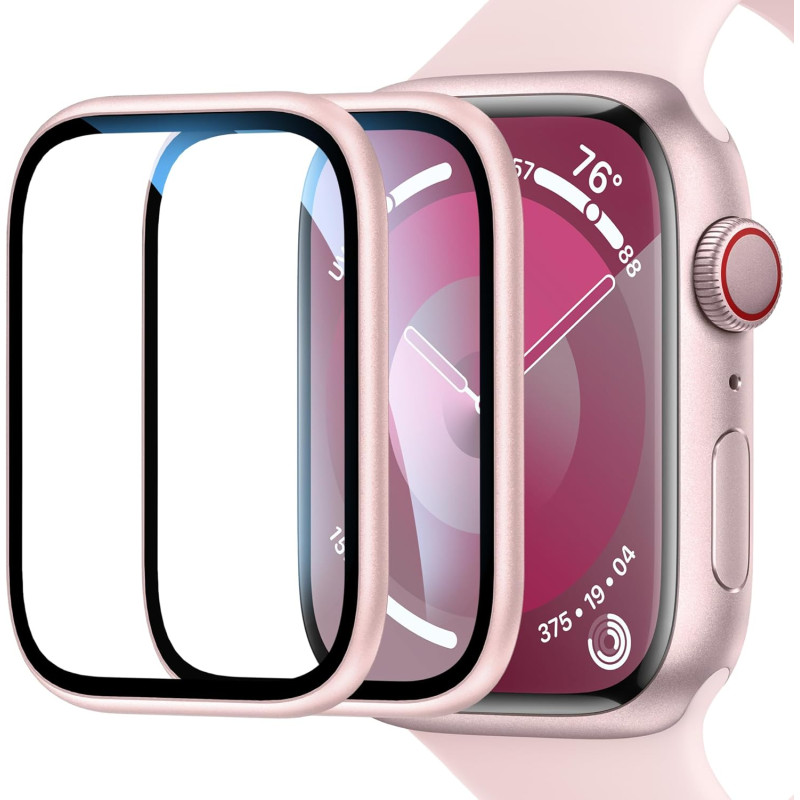 3D CurvedTitanium Alloy Bumper + Tempered Glass For Apple Watch Series 9/8/7/6 With Installation Tool