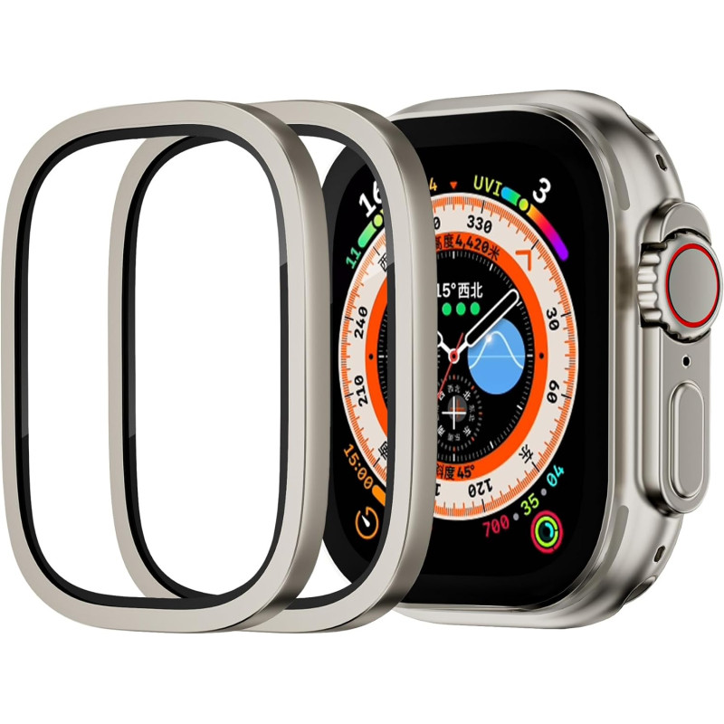 Waterproof Titanium Alloy Bumper with Build in Tempered Glass For  Apple Watch Ultra 2 / Ultra 49mm