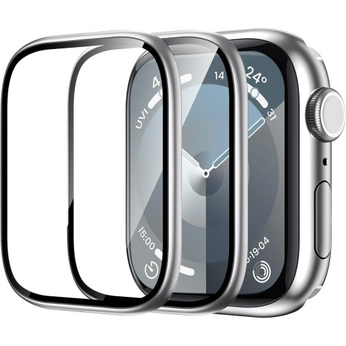 3D Curved Titanium Alloy Bumper + Tempered Glass For Apple Watch Series 9/8/7/6 With Installation Tool